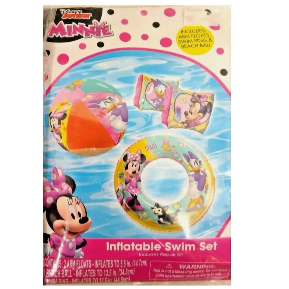 Minnie Mouse Inflatable Swim Set Arm Floats Swim Ring Beach Ball 3+